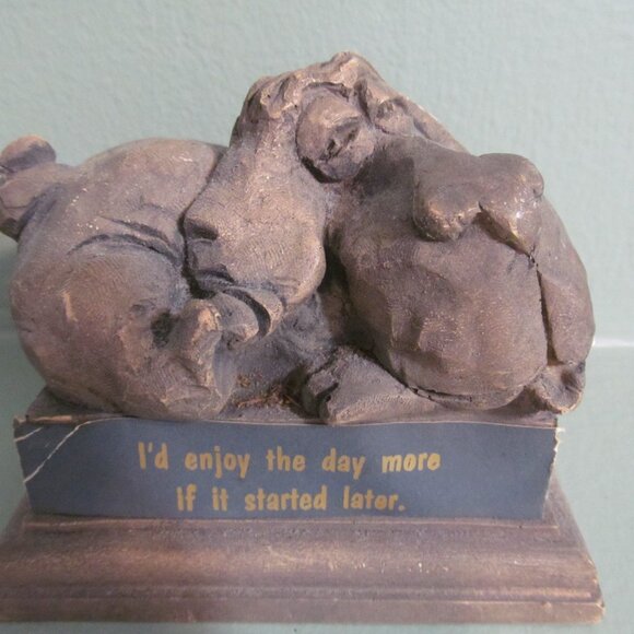 Vintage 1972 Abbey Press Paperweight Dog I'd Enjoy Day More If It Started Later - Picture 11 of 12